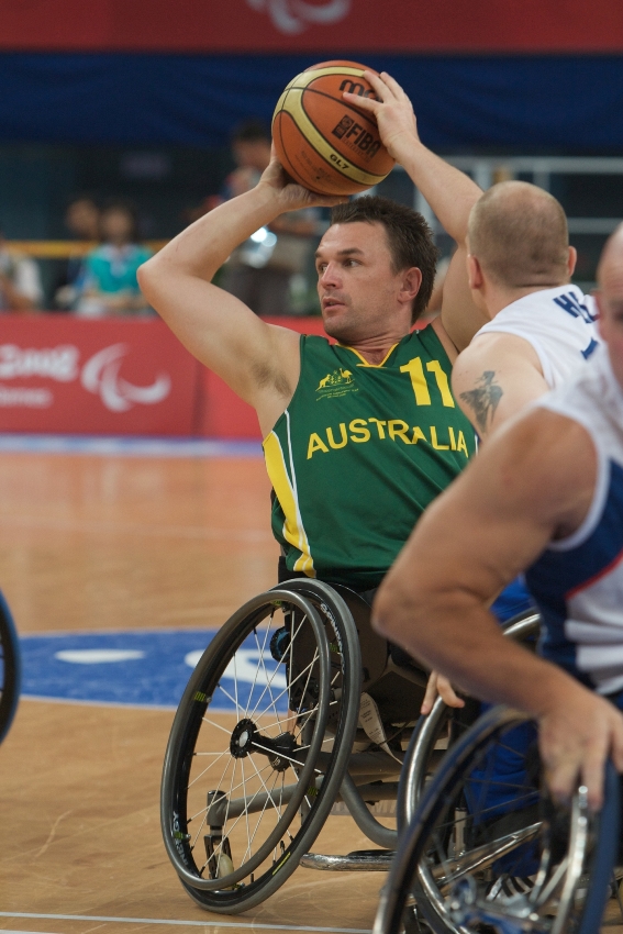 Wheelchair Basketball Para-athlete Tige Simmons competing