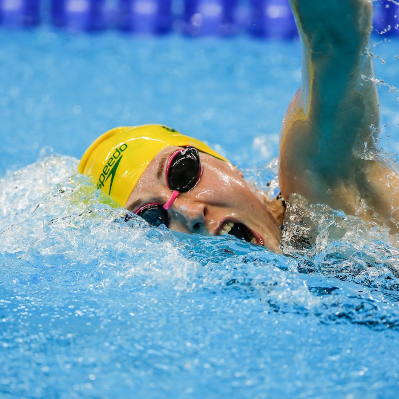 Female Paralympic Swimmer, competing in the pool