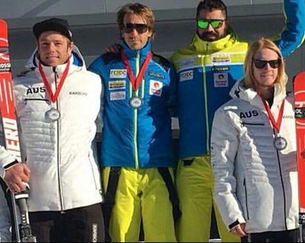 Para-alpine skiers podium in Switzerland