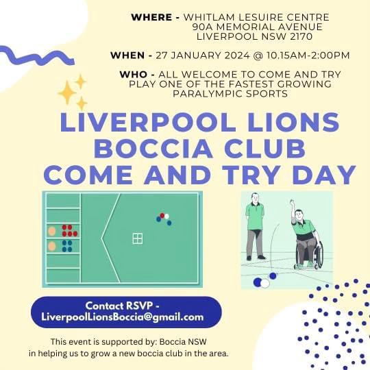 Liverpool Lions Boccia Come Try Day Paralympics Australia